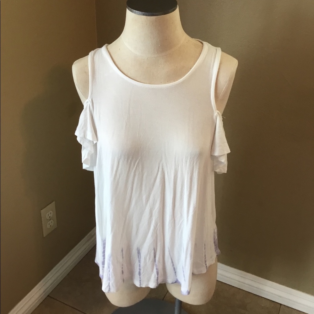 NWT Others Follow cold shoulder ruffle sleeve top